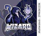 Wizard e sport gaming logo design and mascot editable template