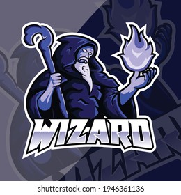 Wizard e sport gaming logo design and mascot editable template