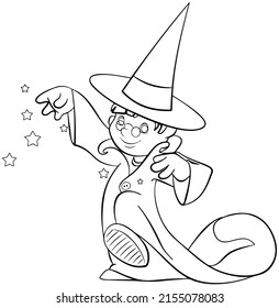 Wizard. Element for coloring page. Cartoon style.