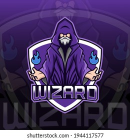 Wizard esport mascot logo design illustration