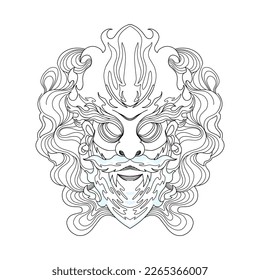 Wizard esport mascot logo line art
