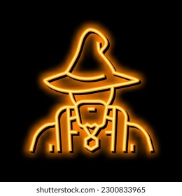 wizard fairy tale personage neon light sign vector. wizard fairy tale personage illustration