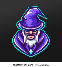 Wizard Father Witch Mascot Sport Illustration Design for Logo Esport Gaming Team Squad