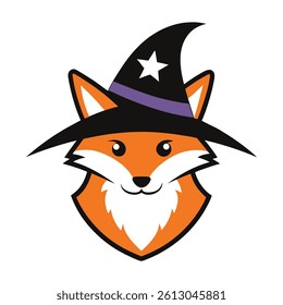 wizard fox head mascot logo vector art illustration