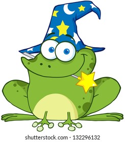 Wizard Frog With A Magic Wand In Mouth