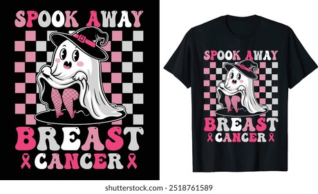 Wizard Ghosts Sweatshirt, Breast Cancer Awareness Halloween T-Shirt, Support Breast Cancer Support Tee, Retro Breast Cancer Png, Breast Cancer Awareness Png, Halloween Pink Ghost png