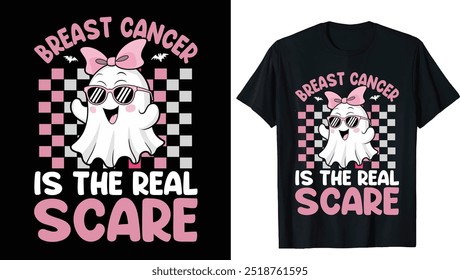 Camiseta Magnética Fantasmas, Conscientização Sobre O Câncer De Mama T-Shirt Halloween, Apoio Tee De Apoio Ao Câncer De Mama, Png De Câncer De Mama Retro, Png De Conscientização Sobre O Câncer De Mama, Png Fantasma Rosa De Halloween