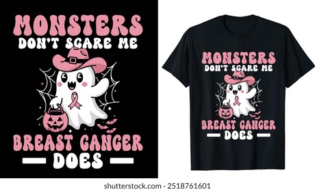 Camiseta Magnética Fantasmas, Conscientização Sobre O Câncer De Mama T-Shirt Halloween, Apoio Tee De Apoio Ao Câncer De Mama, Png De Câncer De Mama Retro, Png De Conscientização Sobre O Câncer De Mama, Png Fantasma Rosa De Halloween