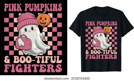 Camiseta Magnética Fantasmas, Conscientização Sobre O Câncer De Mama T-Shirt Halloween, Apoio Tee De Apoio Ao Câncer De Mama, Png De Câncer De Mama Retro, Png De Conscientização Sobre O Câncer De Mama, Png Fantasma Rosa De Halloween