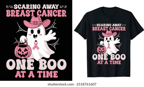 Wizard Ghosts Sweatshirt, Breast Cancer Awareness Halloween T-Shirt, Support Breast Cancer Support Tee, Retro Breast Cancer Png, Breast Cancer Awareness Png, Halloween Pink Ghost png