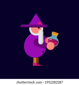 Wizard Give the elixir or potion character Icon, Logo, and illustration Vector
