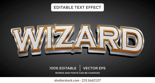 wizard gold and silver light color 3d editable text effect template