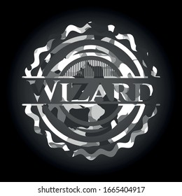 Wizard grey camouflaged emblem. Vector Illustration.