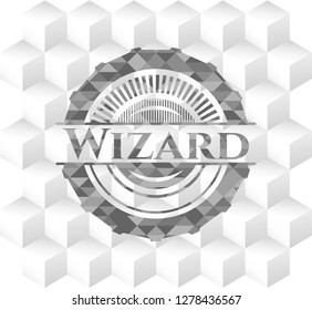 Wizard grey emblem with cube white background