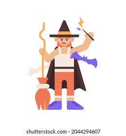 Wizard Halloween holding Magic Wand Illustration