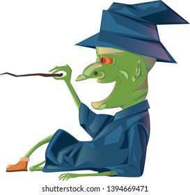 The wizard has a blue coat with a smile on his face