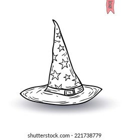  Wizard Hat cartoon icon. vector illustration.