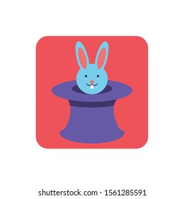 wizard hat with cute rabbit on white background vector illustration design
