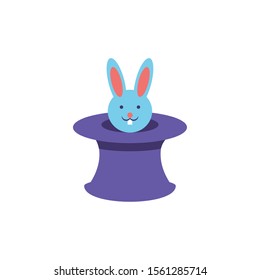 wizard hat with cute rabbit on white background vector illustration design