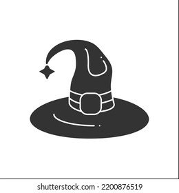  Wizard hat glyph icon. Traditional cone hat for good witchcraft. Magical arts concept. Filled flat sign. Isolated silhouette vector illustration