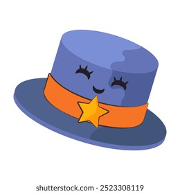 Wizard hat. Halloween spooky decorated witch hat, Halloween party costume elements flat vector illustration. Cartoon witchcraft hat