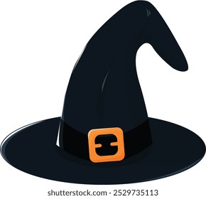 Wizard hat. Halloween spooky decorated witch hat, Halloween party costume element flat vector illustrations. Cartoon witchcraft hat collection