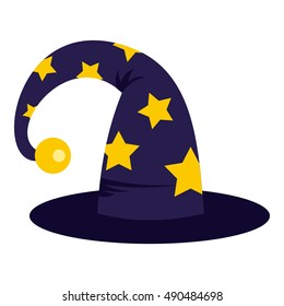 Wizard hat icon in flat style isolated on white background. Tricks symbol vector illustration