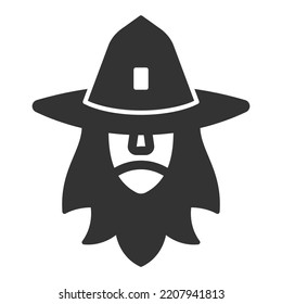 Wizard in a hat - icon, illustration on white background, glyph style