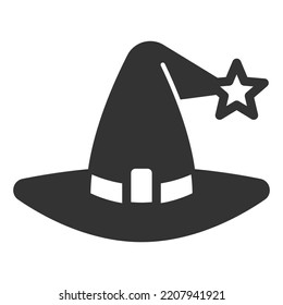Wizard Hat - icon, illustration on white background, glyph style