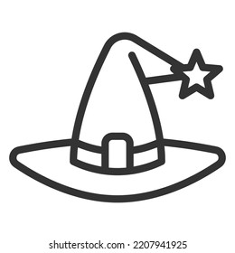 Wizard Hat - icon, illustration on white background, outline style