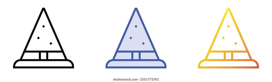 wizard hat icon. Linear, Blue Fill and Gradient Style Design Isolated On White Background