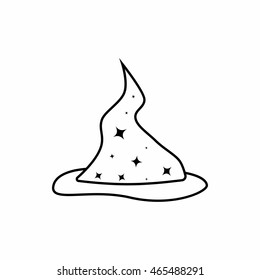 Wizard hat icon in outline style isolated on white background. Tricks symbol