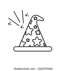wizard hat imagination mystery magic line style icon illustration