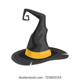Wizard hat isolated icon. Wizard and magic tricks vector illustration in cartoon style.