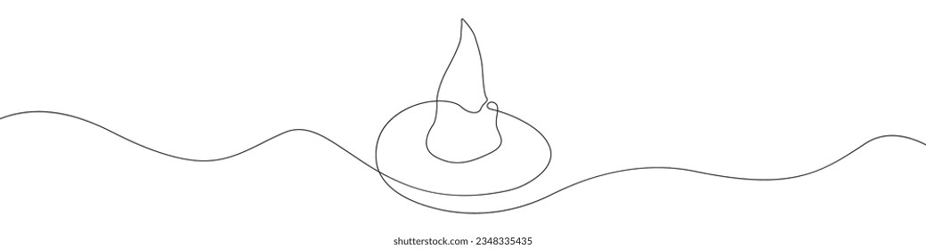 Wizard hat linear drawn continuous icon. Magic hat black one line vector icon. Line design of wizards hat on halloween. 
