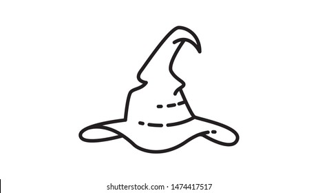 wizard hat logo icon flat design vector line art
