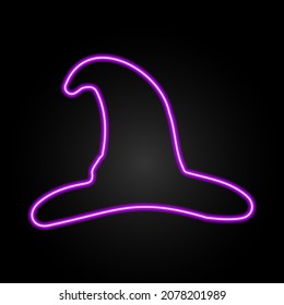 Wizard hat neon sign, modern glowing banner design, colorful modern design trends. Vector illustration.