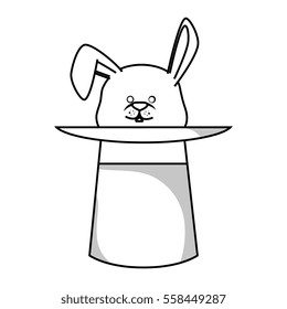 Wizard hat with rabbit isolated icon