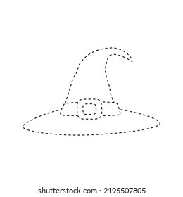 Wizard Hat tracing worksheet for kids