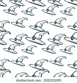 wizard hat vector seamless pattern outline decorative