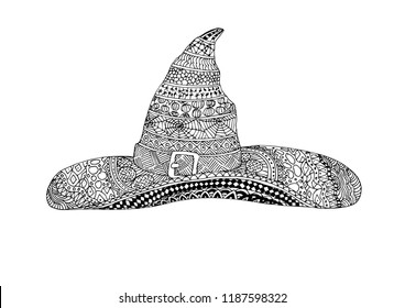 Wizard hat zentangle art style