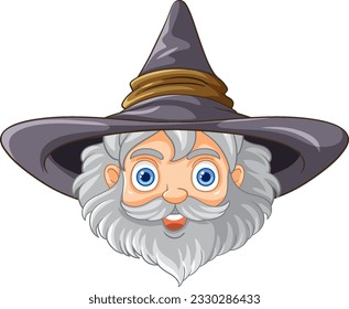 Wizard head cartoon isolated illustration