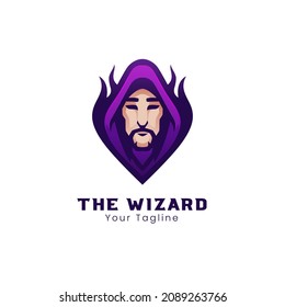 Wizard head face mascot logo design