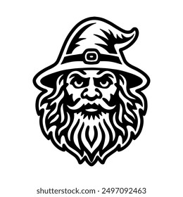 wizard head in a hat.vector illustration