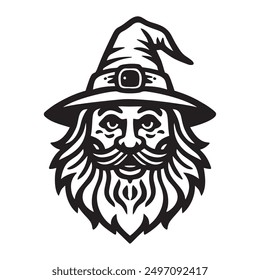 wizard head in a hat.vector illustration on a white background