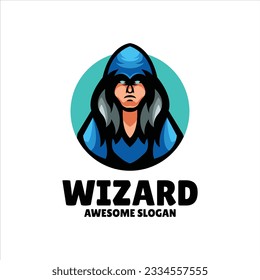 wizard head mascot illustration logo design