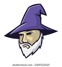 wizard head mascot vector logo