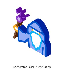 Wizard Hold Wand Icon Vector. Isometric Wizard Hold Wand sign. color isolated symbol illustration