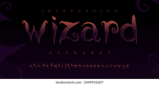 Wizard horror halloween Font Uppercase Lowercase and Number. Spooky Lettering Minimal Fashion Designs. Typography modern serif fonts regular decorative vintage concept. vector illustration