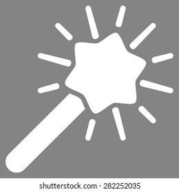 Wizard icon from Basic Plain Icon Set. Style: flat vector image, white color, rounded angles, gray background.